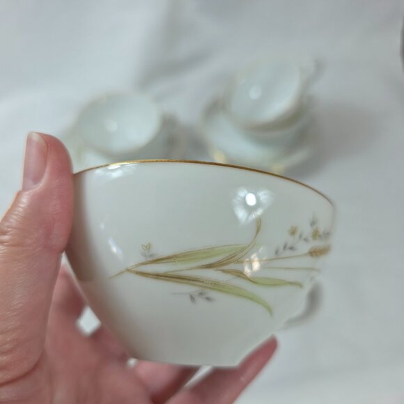 FOUR Fine China of Japan Golden Harvest Cup & Saucer Sets Gold Wheat Sprays - Picture 5 of 15